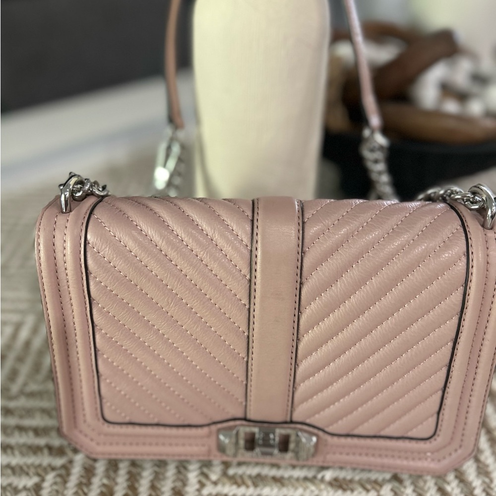 Rebecca Minkoff Pink Quilted Shoulder Bag with Chain Strap
